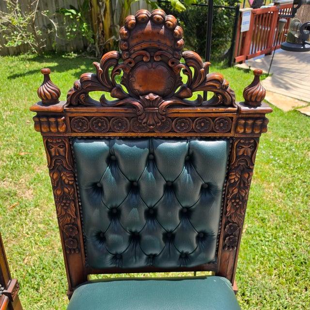 Early 20th Century Antique Italian Renaissance Revival Hand Carved Dining Chairs Set of 4 For Sale - Image 5 of 18