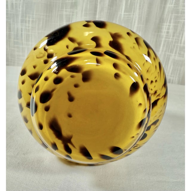 Vintage Murano Style Tortoise Hand Blown Glass Art Vase For Sale - Image 10 of 10