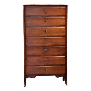 19th Century French Cherrywood Semainier With Bronze Mounts For Sale