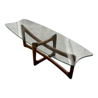 1960s Adrian Pearsall 2454-Tgo Walnut & Glass Coffee Table for Craft Associates For Sale