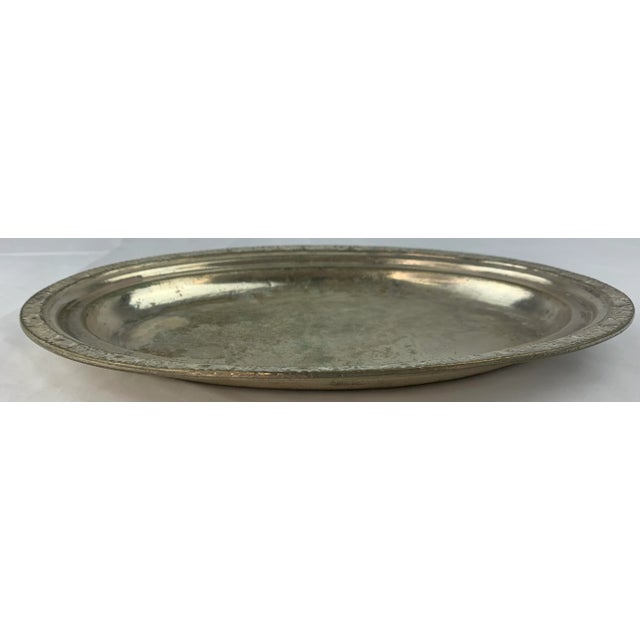 Mid-Century Modern Mid 20th Century Waldorf Astoria Oval Silver Plated Tray For Sale - Image 3 of 6
