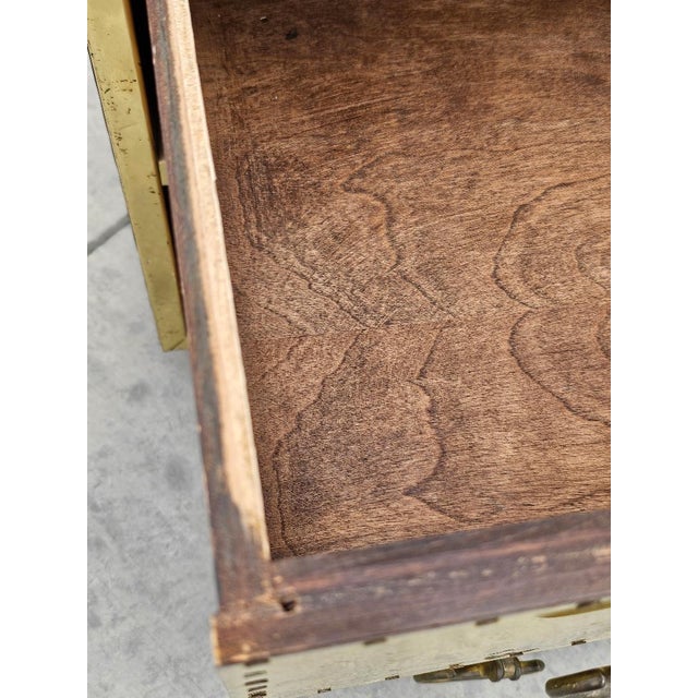 1960s Mid Century Campaign Style Brass Clad Coffee Table Sarreid Style For Sale - Image 17 of 18