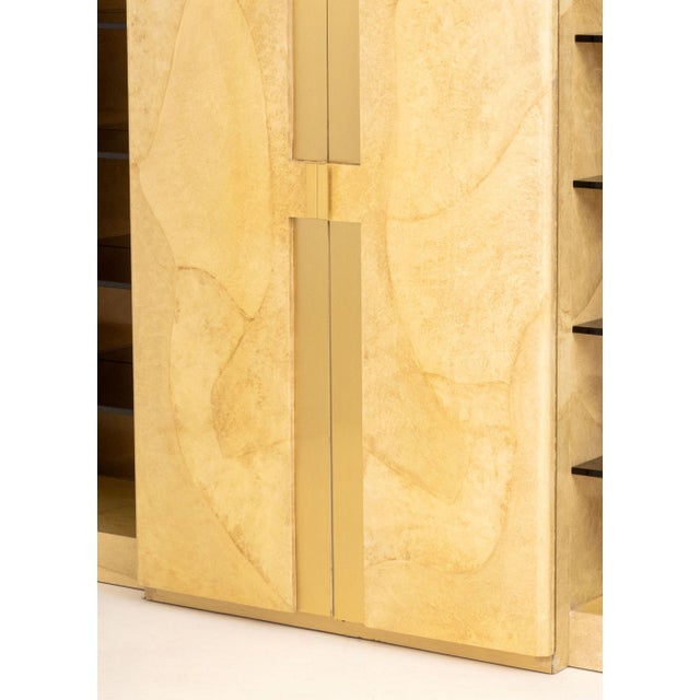 Wood Karl Springer Style Faux Travertine Cabinet For Sale - Image 7 of 12