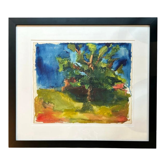 Nell Walden Blaine, Untitled, Watercolor of a Tree in a Landscape, Circa 1960s For Sale