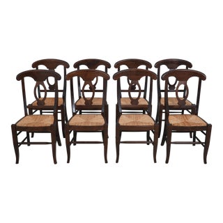 Set of 8 Country Style Rush Seat Dining Room Chairs For Sale