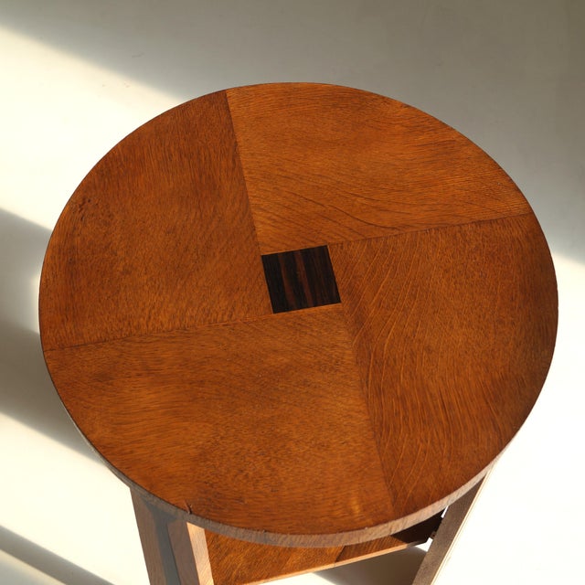 Dutch Art Deco Amsterdam School Occasional Table in Oak and Macassar, 1920s For Sale - Image 14 of 16