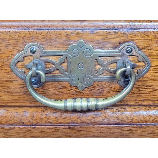Wood Edwardian Walnut 2 Over 3 Chest of Drawers with Drop Handles, 1910s For Sale - Image 7 of 18