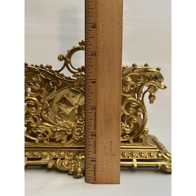 Antique Gilt Bronze Letter Holder Desk Accessory Child Boy Holding Envelops For Sale - Image 12 of 14