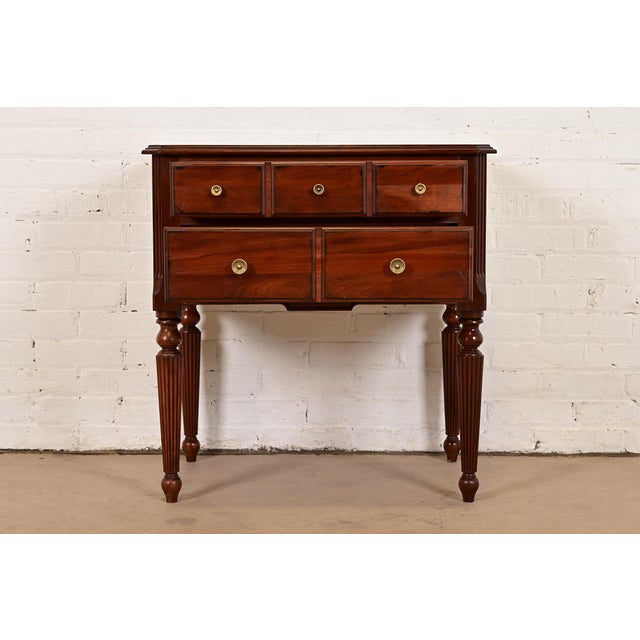 Late 20th Century Ethan Allen French Regency Louis XVI Carved Cherry Wood Bedside Chest For Sale - Image 5 of 17