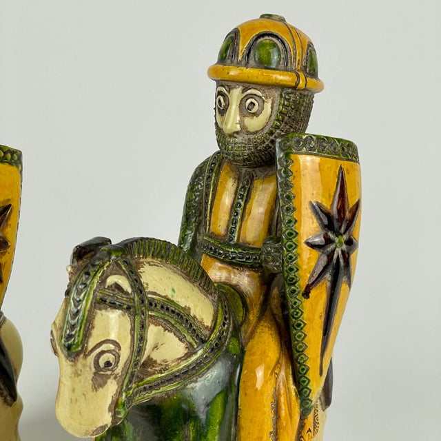 1970s Pair of Italian Ceramic Medieval Knights Figurines For Sale - Image 9 of 12