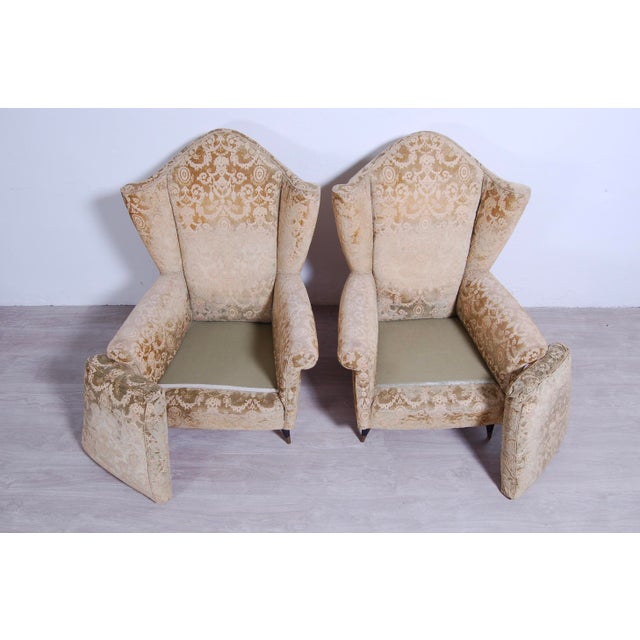 Beige Set of Armchairs in Damask Fabric, 1950s For Sale - Image 8 of 15