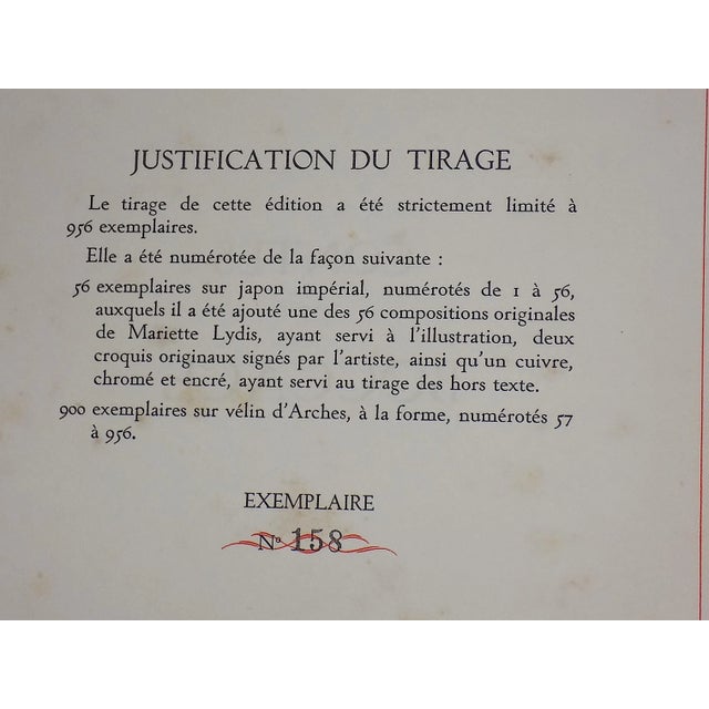 Vintage French Limited Edition Hand Colored Copperplate Engravings-Mariette Lydis-Paris-Set of 12 For Sale - Image 9 of 11
