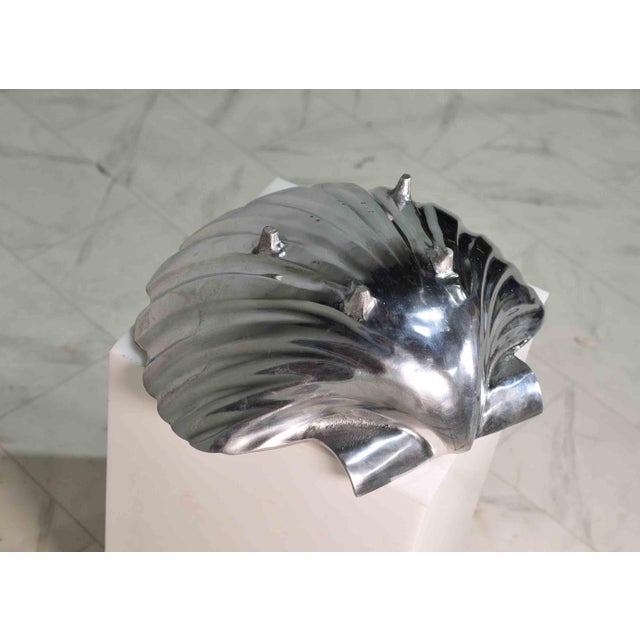 Coastal Polished Aluminum Decorative Clamshell Bowl Catchall For Sale - Image 4 of 13
