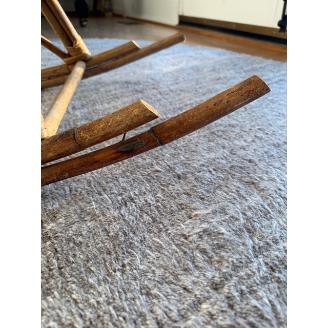 Wood Franco Albini Style Vintage Rattan & Bamboo Rocking Horse, Italy, C. 1960s For Sale - Image 7 of 10