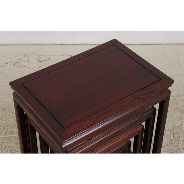 Vintage Chinese Set of 4 Stack Rosewood Nesting Tables For Sale - Image 9 of 14