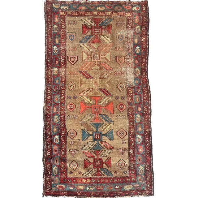 1930's Tribal Raw Camel Hair Runner Rug 3.5 X 6.3 | Chairish