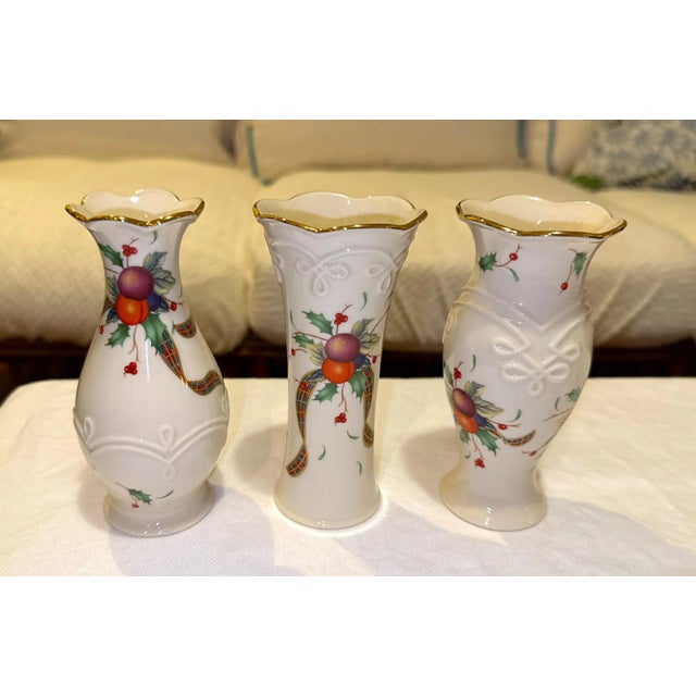American Lenox Tartan Holiday Mini Vases - S/3 - New in Box For Sale - Image 3 of 9