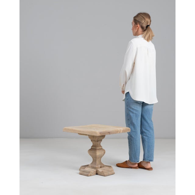 French Provincial 1970s French Oak Pedestal Side Table For Sale - Image 3 of 18