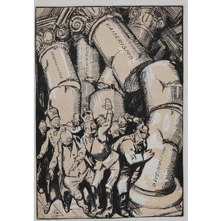 Gabriele Galantara, Cover for L'Asino, Early 20th Century, China Ink and Watercolour on Paper For Sale