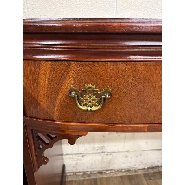 Vintage Chippendale Style Galleried Mahogany Sideboard Buffet Console Desk For Sale - Image 13 of 17