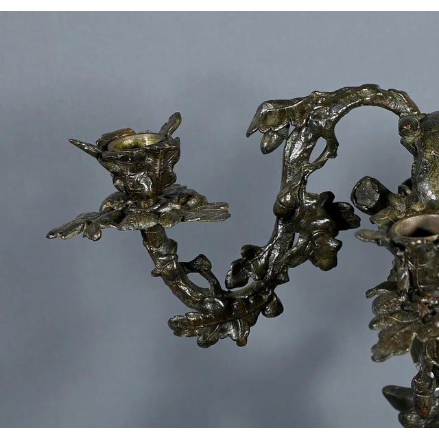 Three-Light Candelabra in Patinated Bronze For Sale - Image 6 of 18