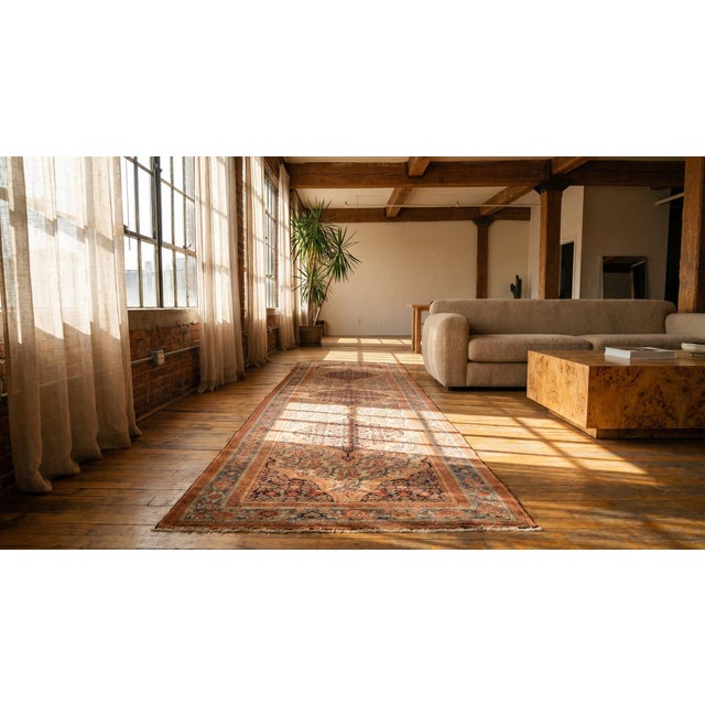 Classic Herati Pattern on Ivory Background Color Persian Mishan Malayer Runner For Sale - Image 9 of 11