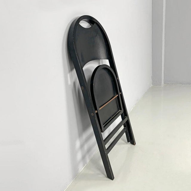 Wood Mid-Century Modern Italian Black Folding Chair Tric by Bonacina for Castiglioni, 1960s For Sale - Image 7 of 18