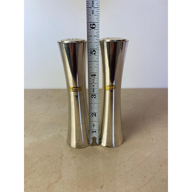 Metal Vintage Japan Silverplate Hourglass Salt & Pepper Shakers, Mid-Century For Sale - Image 7 of 7