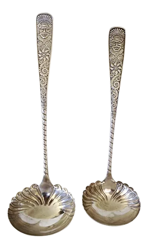 1847 Rogers Bros. Assyrian Silver Serving Ladles, 1886- A Pair