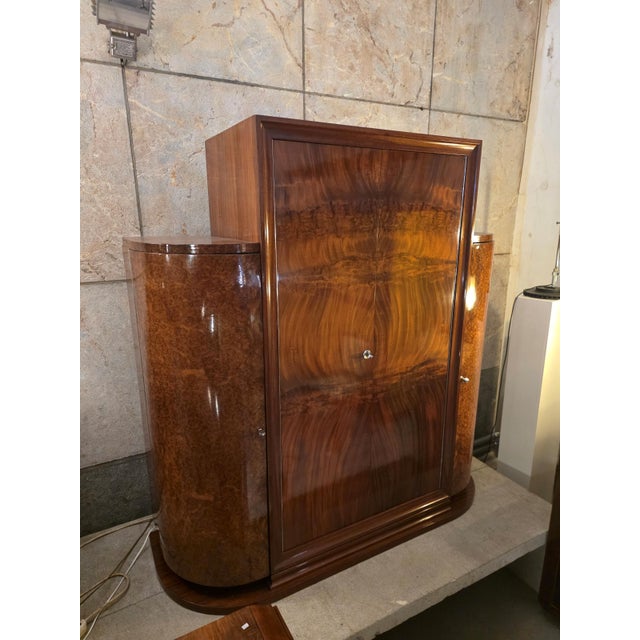 Brown Belgian Art Deco Wardrobe in Mahogany and Amboyna Burl, 1920s1930s For Sale - Image 8 of 12