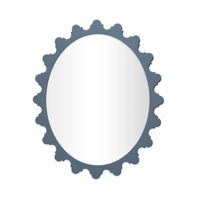 Contemporary Fleur Home Garden District Magazine Oval Mirror in Bachelor Blue, 42x48 For Sale - Image 3 of 3