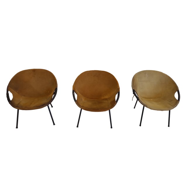 Mid 20th Century Set of 3 Vintage Lounge/Sling Chairs For Sale