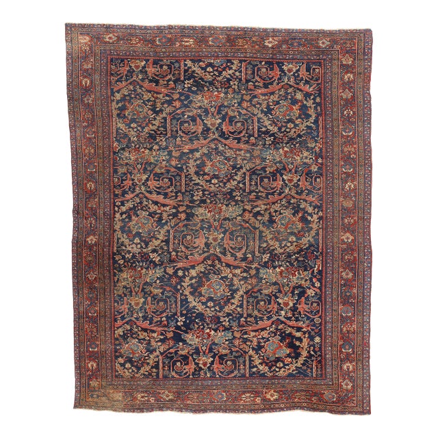 Late 19th Century Antique Persian Sultanabad Rug - 08'10 X 11'04 For Sale