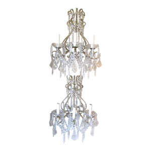 1960s Matched Pair Vintage Italian Beaded Crystal and Iron Lighted Wall Sconces