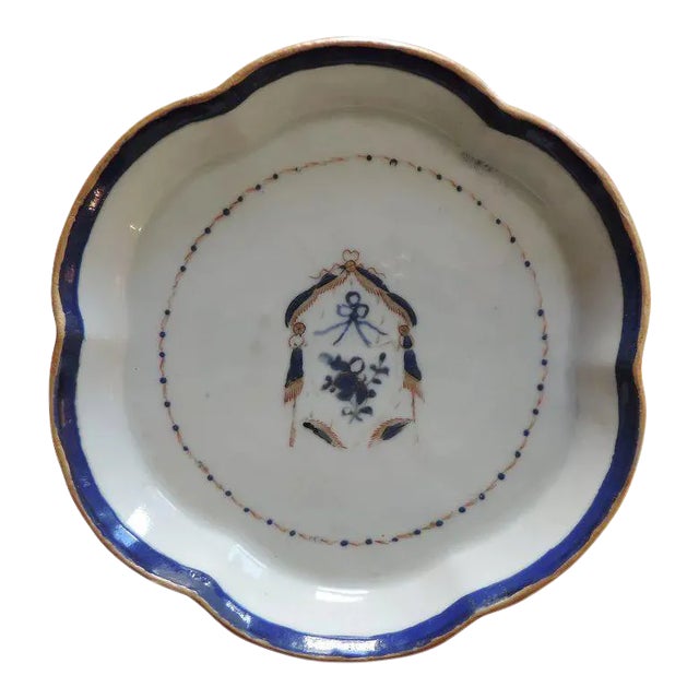 Early 19th Century American Market Chinese Export Porcelain Tea Pot Stand For Sale