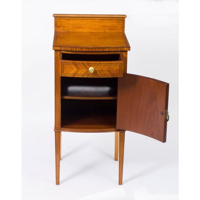 19th Century Victorian Satinwood Bowfront Bedside Cabinet For Sale - Image 6 of 9