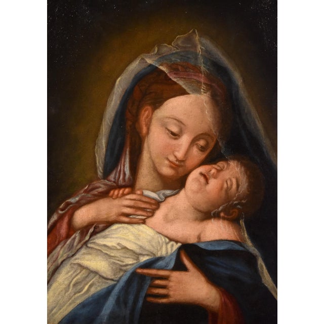 Follower of Giovan Battista Salvi Detto Il Sassoferrato, Madonna and Child, 1750, Oil on Canvas For Sale - Image 7 of 13