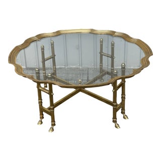La Barge Style Hoof Foot Brass Regency Coffee Table For Sale