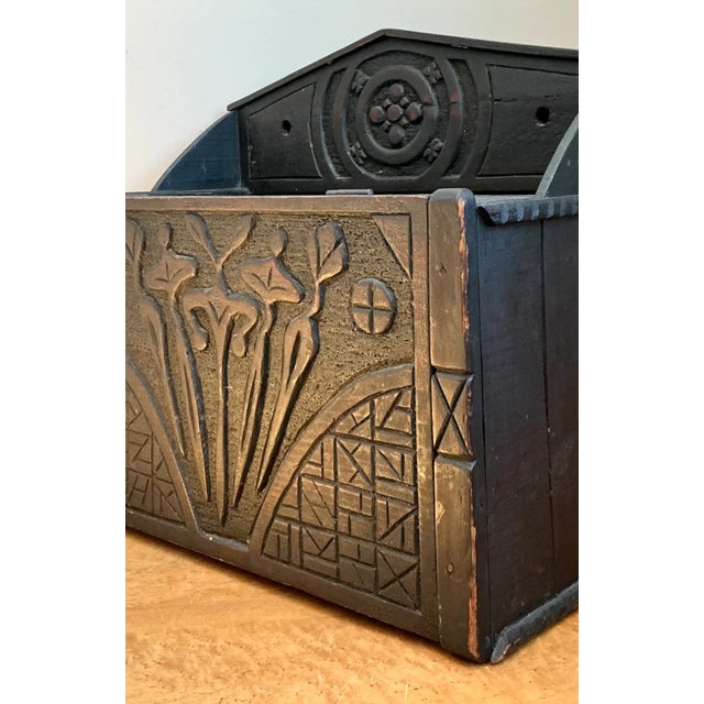 American Vintage Wood Carved Storage Wall Box For Sale - Image 3 of 13