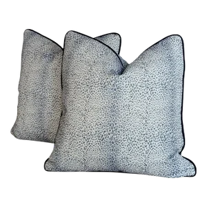 Schumacher Navy Mini Leopard Indoor/Outdoor Pillows - Set of 2