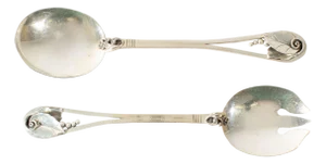 Mid 20th Century Alphonse La Paglia Georg Jensen Usa Sterling Silver Serving Utensils