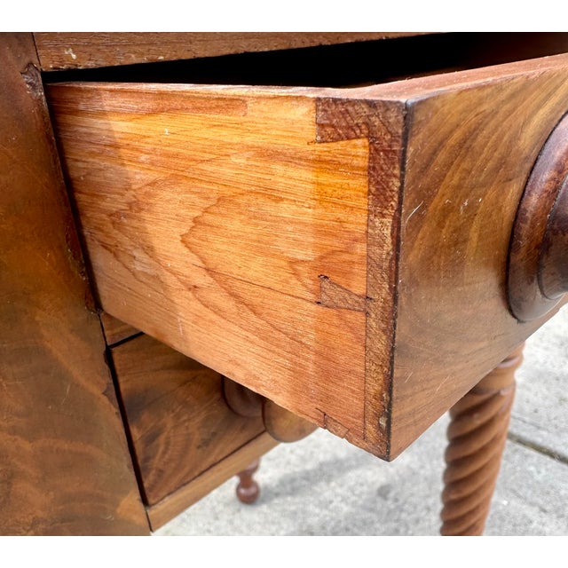 Antique Flame Mahogany Drop-Leaf Work Table With Rope Twist Legs, C. 1840-1860 For Sale In Denver - Image 6 of 11