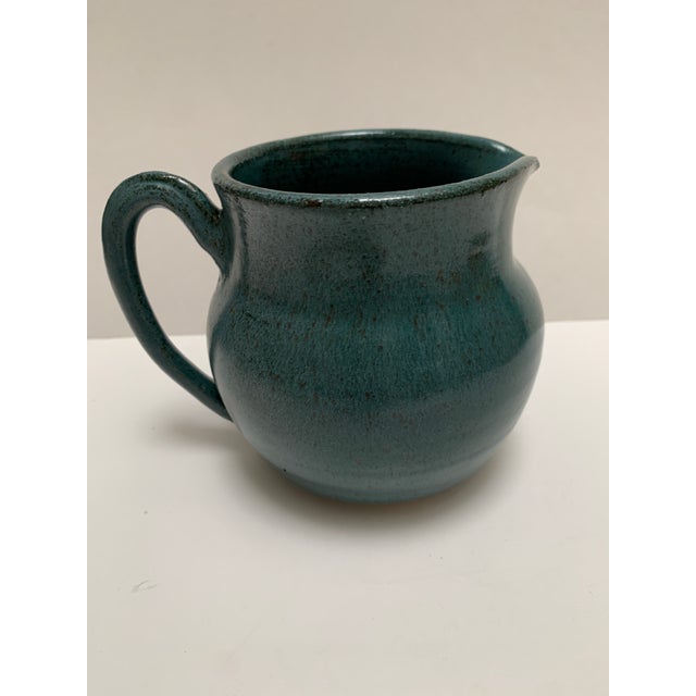 Vintage Signed Studio Pottery Blue Pitcher or Vase For Sale In Sacramento - Image 6 of 8