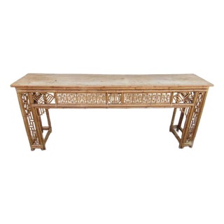 Antique Chinese Chippendale Bamboo Console or Altar Table For Sale