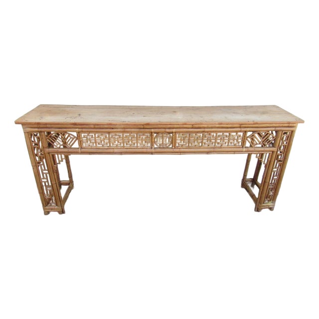 Antique Chinese Chippendale Bamboo Console or Altar Table For Sale
