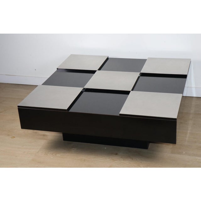 Mid-Century Modern Vintage Coffee Table in Lacquered Wood and Aluminum, 1970s For Sale - Image 3 of 16