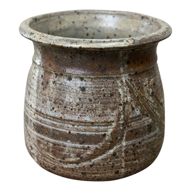 Vintage Signed Ceramic Upright Vessel For Sale