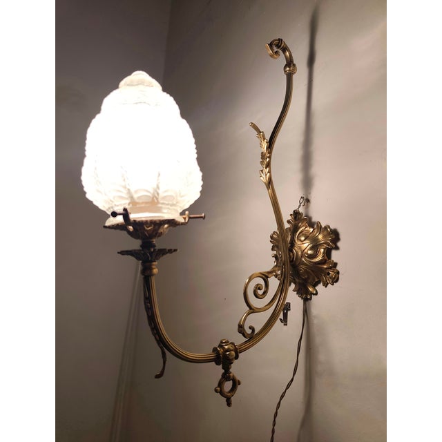 Metal Spanish Art Nouveau Bronze Wall Sconce, 1940s For Sale - Image 7 of 11
