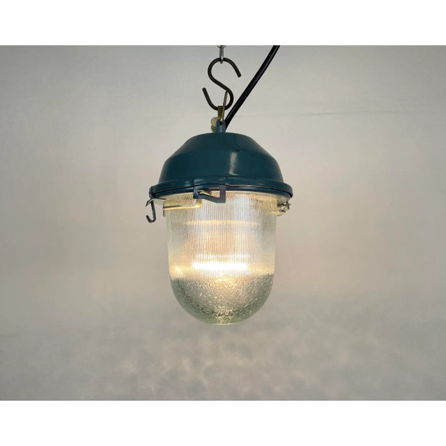 Industrial Soviet Bunker Pendant Light in Blue, 1970s For Sale - Image 10 of 13