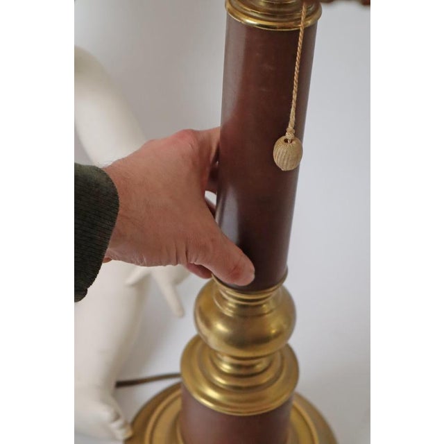 Large Hollywood Regency Leather and Brass Table Lamp, 1960s For Sale - Image 10 of 18